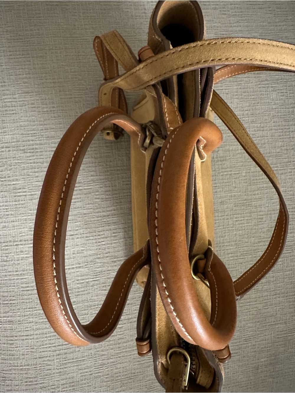 Polo by Ralph Lauren Tan Suede Satchel with Brown Leather Trim - Picture 2 of 12
